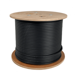LINKMADE 300mt F/UTP Negro Exterior C/Portante Cat5E Unifilar Vano-15m