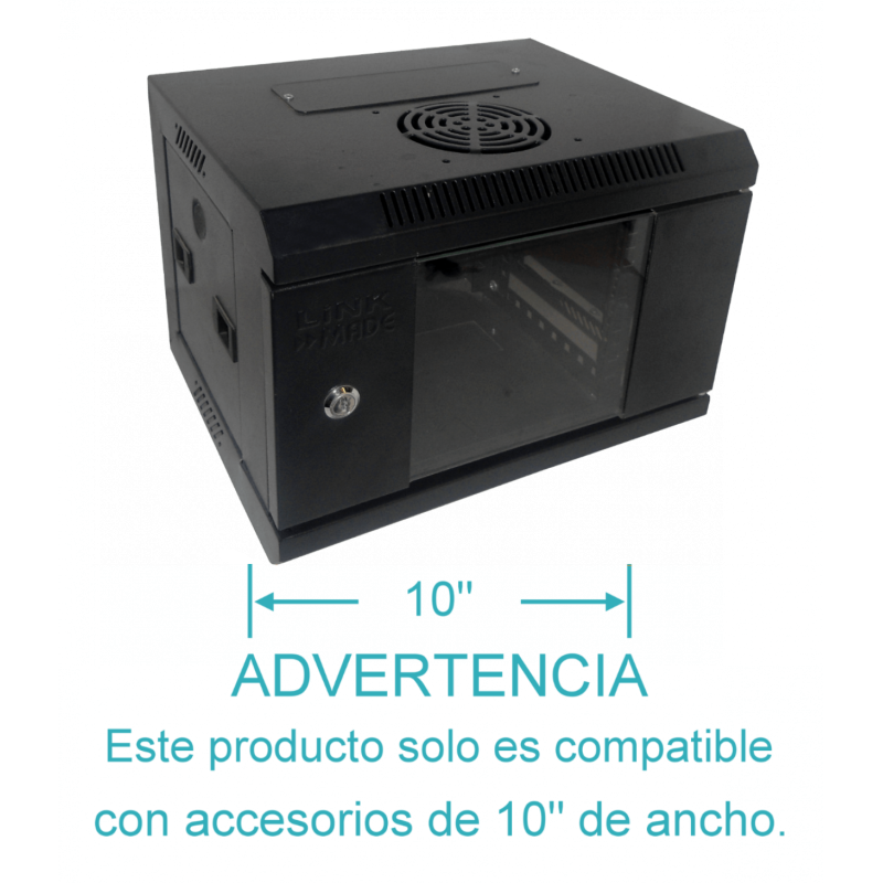 LINKMADE Rack 4U 10-Pulgadas-Ancho 30cm-Fondo Negro Puerta-Vidrio