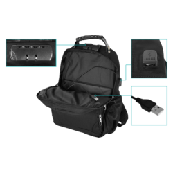 Mochila Negra Notebook 16-pulg 31x40cm Inc-USB/Plug 3,5mm