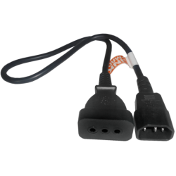 0,6mt Negro Hembra-IH a C14-Macho Cable de Poder 6A 3x0,75mm2 60cm