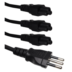 Triple 0,9mt Negro Trebol-C5-Hembra CL-Macho Cable Poder 6A 3x0,75mm2