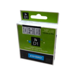 DYMO 12mm Negro en Fondo Transparente Cinta 7mt D1-Label Cassette