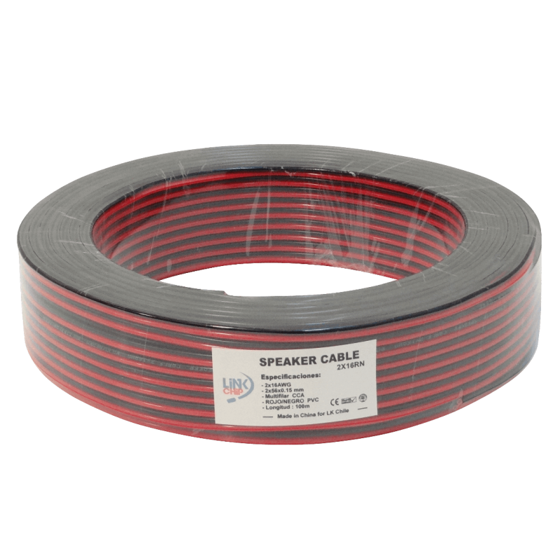 Rojo-Negro 2x16AWG CCA 2x1,0mm2 100mt Cable Paralelo Multif 56x0,15mm