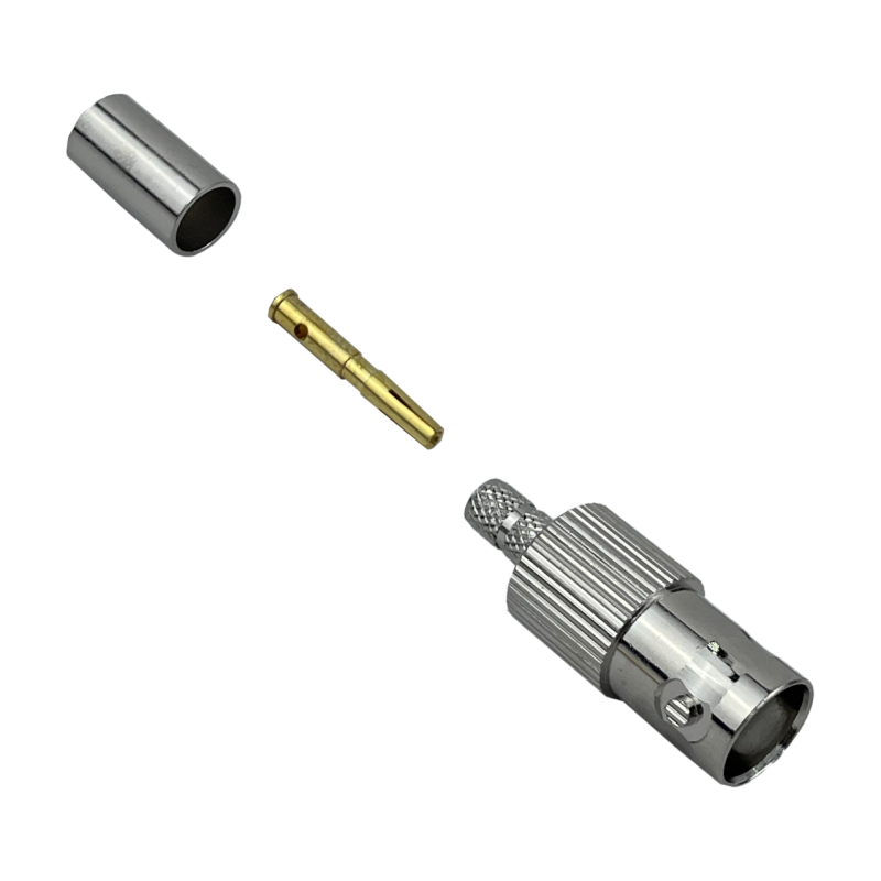 Conector BNC-Hembra Crimpeable p/cable LMR195 RG58 RG142 RG223 RG400