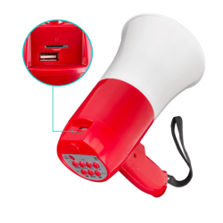 Megafono 30W inc-Pila Litio 3,7V 4800mAh Recargable Bluetooth USB mSD