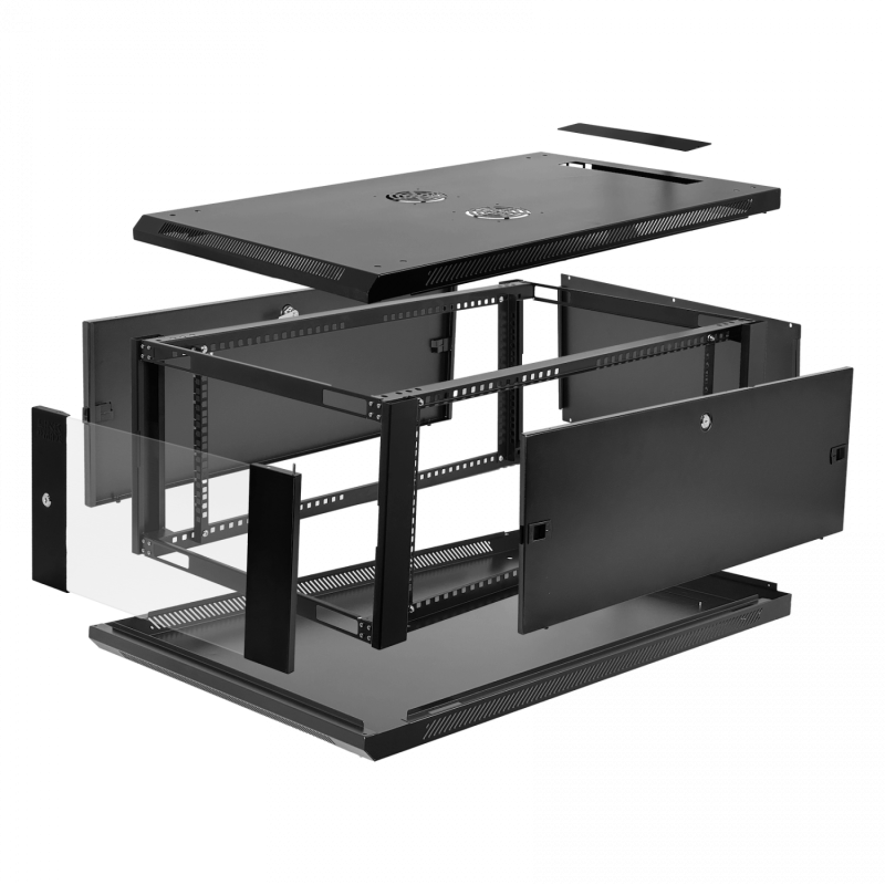 LINKMADE Desarmado 6U 100cm-Fondo Gabinete Rack Negro 1000mm
