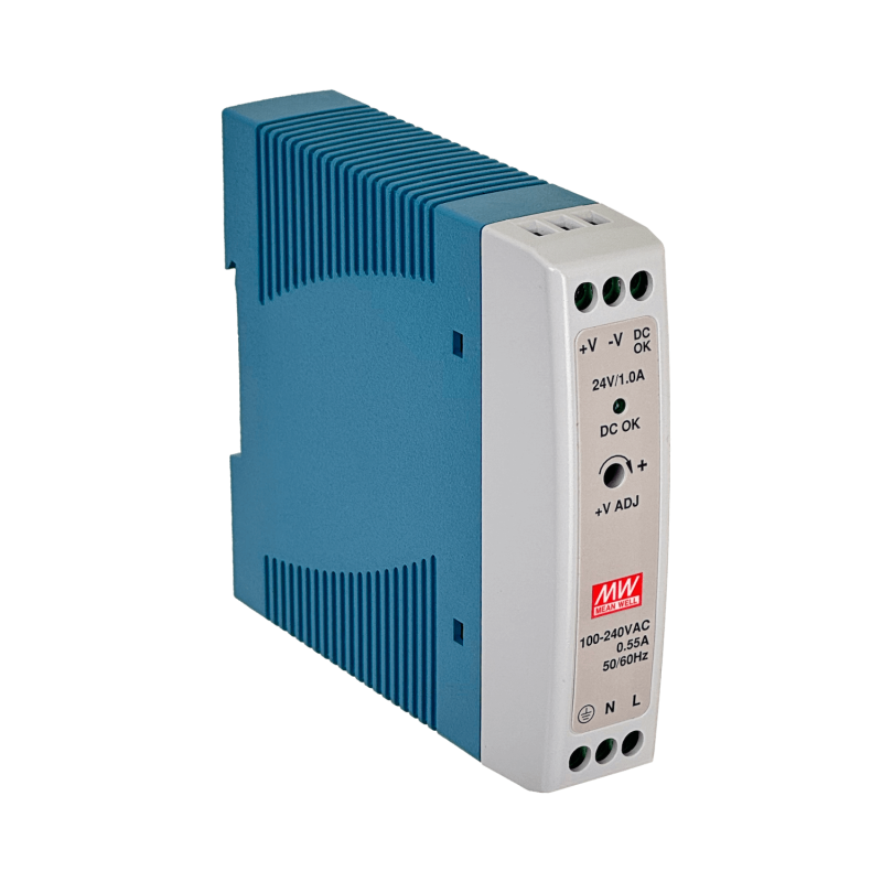 MEANWELL 24VDC 24W 1A Ajustable Ancho-24mm Riel-DIN Fuente-Poder