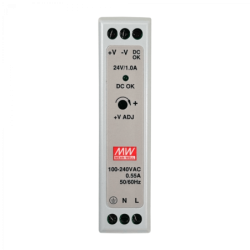 MEANWELL 24VDC 24W 1A Ajustable Ancho-24mm Riel-DIN Fuente-Poder