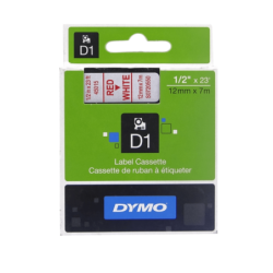 DYMO 12mm Rojo en Fondo Blanco Cinta 7mt D1-Label Cassette