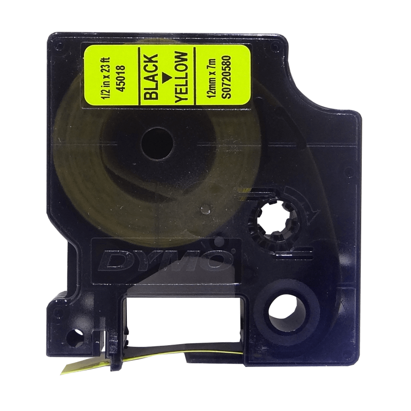 DYMO 12mm Negro en Fondo Amarillo Cinta 7mt D1-Label Cassette