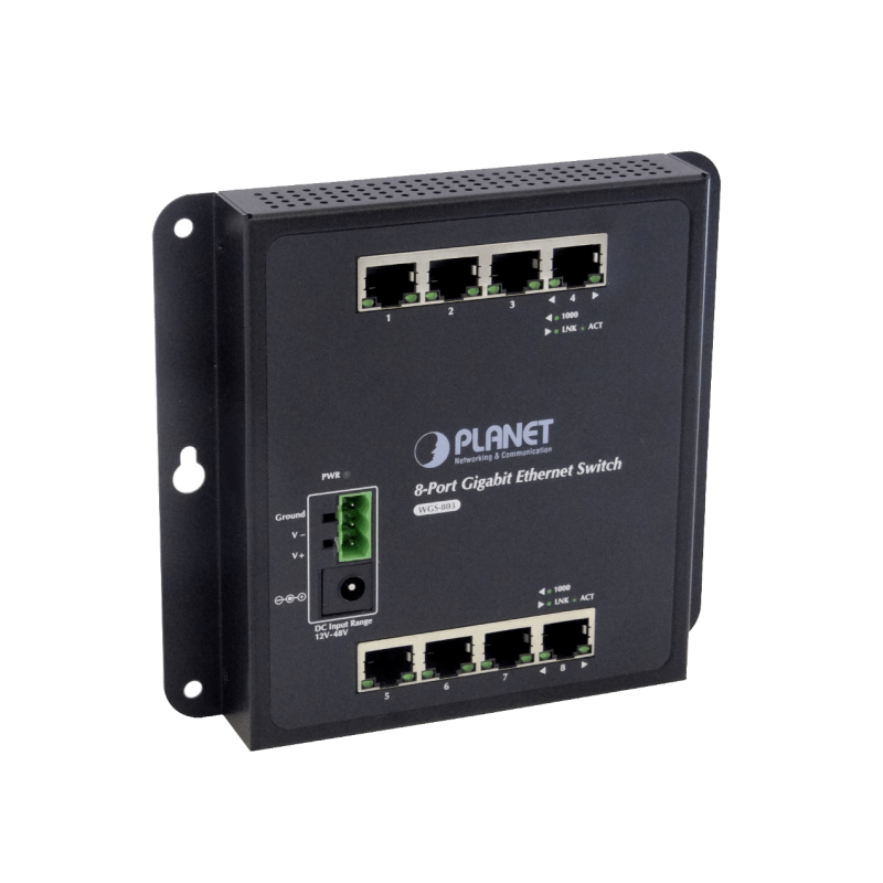 PLANET 8-1000 Switch Industrial no-Admin Plano/DIN req/12-48VDC IP30