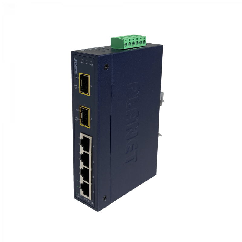 PLANET 4-100 2-SFP-100 Switch Industrial no-Admin Riel-DIN 12-48VDC/24