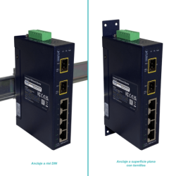 PLANET 4-100 2-SFP-100 Switch Industrial no-Admin Riel-DIN 12-48VDC/24