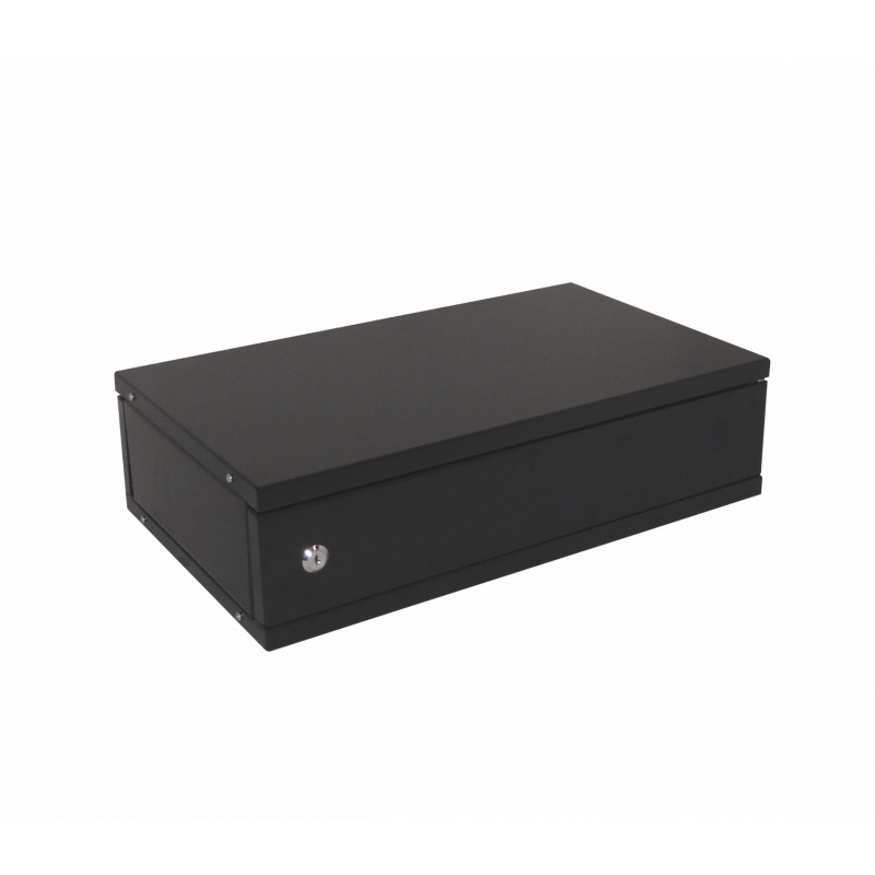 LINKMADE Liso 2U-138mm 30cm-Fondo Rack Mesa Negro Puerta-Fierro