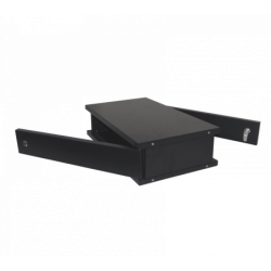 LINKMADE Liso 2U-138mm 30cm-Fondo Rack Mesa Negro Puerta-Fierro