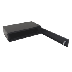 LINKMADE Liso 2U-138mm 30cm-Fondo Rack Mesa Negro Puerta-Fierro