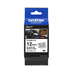 BROTHER Flex 12mm Negro en Fondo Blanco Cinta 8mt p/PT-H110/E300/E550