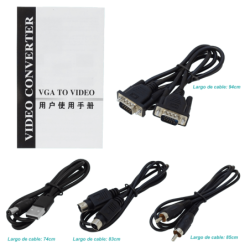 Convertidor VGA-H-in RCA-H-out SVIDEO-out req-5V-USB-AH