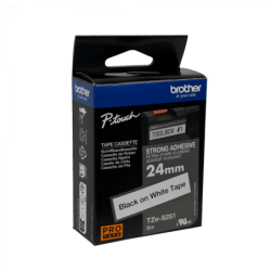 BROTHER E-P 24mm Negro en Fondo Blanco Cinta 8mt p/PT-E550WVP/D600VP