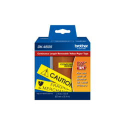 BROTHER Adh-Removible 62mm 30,4mt Negro sobre Amarillo Papel-Cont p/QL