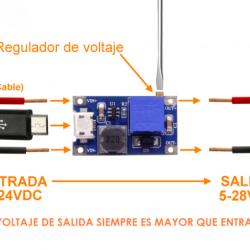 Boost Ajustable AumentaVoltaje in:2-24VDC USB/2-pin out:5-28VDC 2A-Max