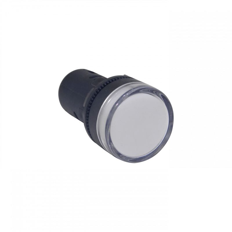 Blanco Luz Piloto LED 220VAC 20mm-diametro 28mm-cabeza 51mm-altura