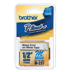 BROTHER 12mm Negro en Fondo Blanco Cinta 8mt p/PT-90